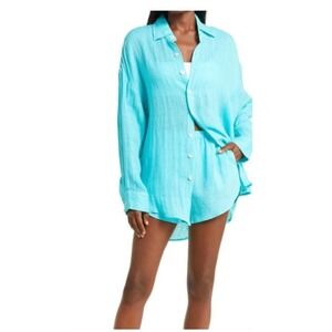 Vitamin A tallows linen turquoise shorts size xxl new with tags elastic waist